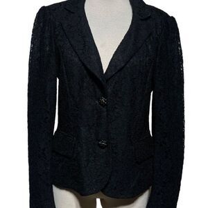 Focus 2000 Black Lace Blazer Dressy Jacket Size 6
